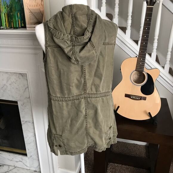 Army Green Utility Sleeveless Jacket grunge Grungecore Y2K - Picture 2 of 12